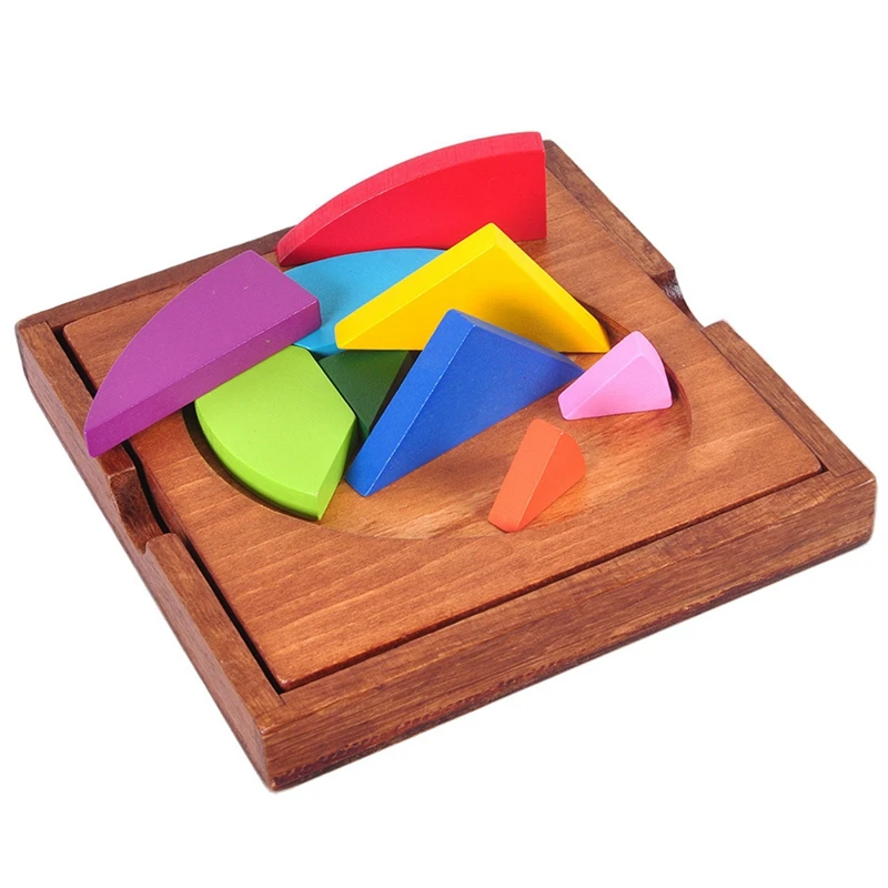 IQ Wooden Puzzle Toys Colorful Egg Shape Jigsaw Puzzle with Wooden Box Toys for Children Adults Intellectual Development 6 Years