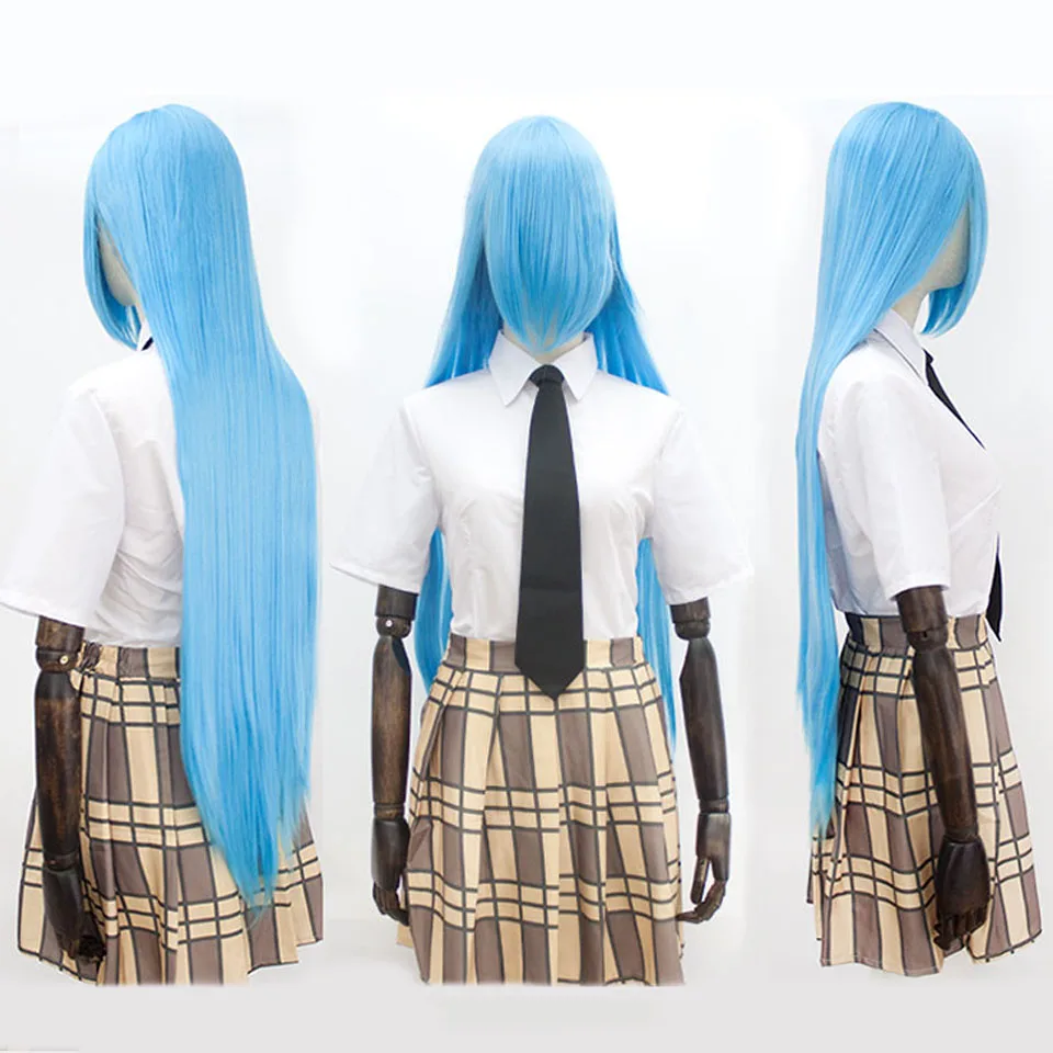 AOSI 100 cm lange gerade Cosplay-Haar-Synthetik-Perücke, Schwarz, Weiß, Rot, Rosa, Braun, Gold, Blau, Damen, hitzebeständig, Anime-Perücken – Detail 2