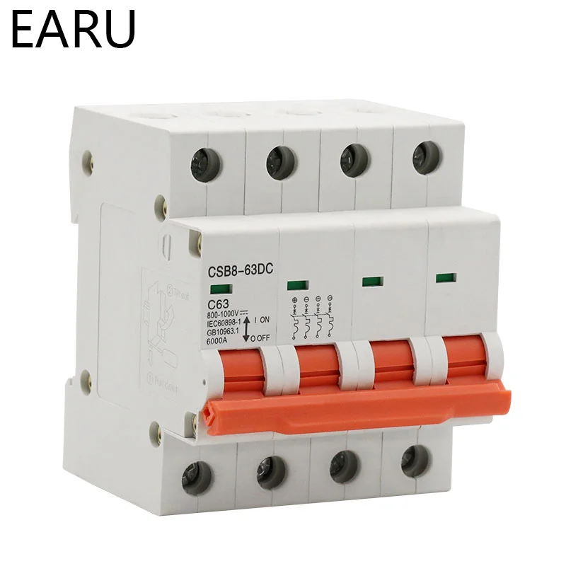 1P 2P 3P 4P DC 250V-1000V 10Solar Mini Circuit Breaker MCB Fuse PV System Solar Engery 3/6/10/16/20/25/32/40/50/63/80/100/125A