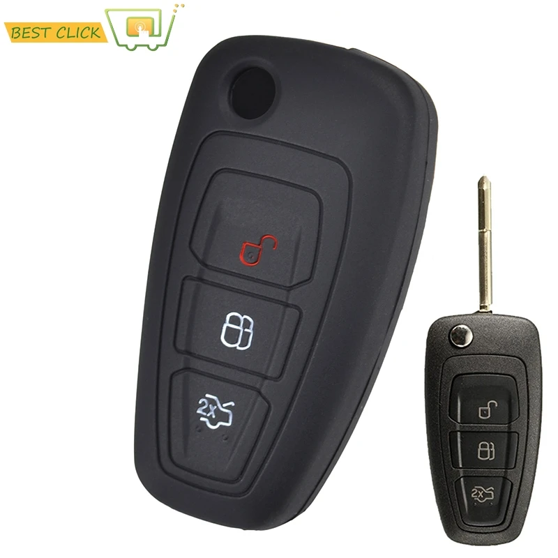 Silicone Key Case Cover For Ford Ranger C-Max S-Max Focus Galaxy Mondeo Transit Tourneo Custom Keyless Fob Shell Protector