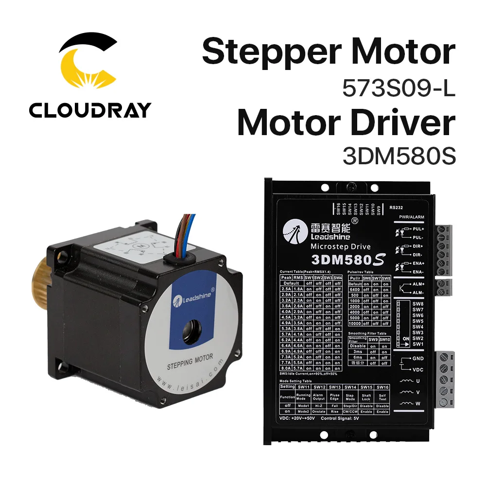 Imagem -02 - Cloudray Leadshine Fase Motor Deslizante 573s09-l18 573s15-l-18 Mais Driver Deslizante 3dm580 para Co2 Máquina de Corte de Gravação a Laser