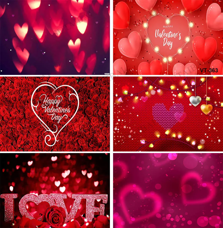 Valentine's Day Photocall Love Heart Light Bokeh Ballon Flowers Photography Backdrop Photographic Backgrounds Photo Studio