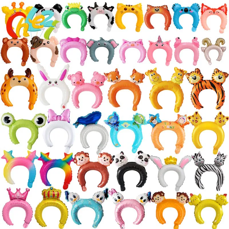 20pcs Cute headband foil balloon rabbit bear Cartoon animal balloon pink children's toys baby shower birthday party decoration