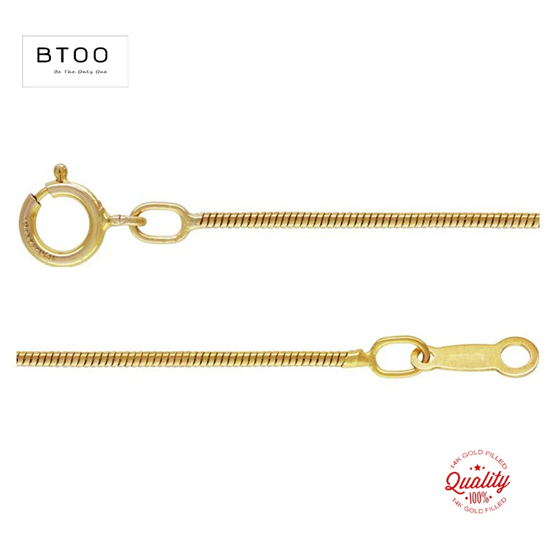 

BTOO Real 14K Gold Filled Snake Chain Necklace 1MM Chain Necklace Gold jewelry Minimalist Gold Filled Women Jewelry