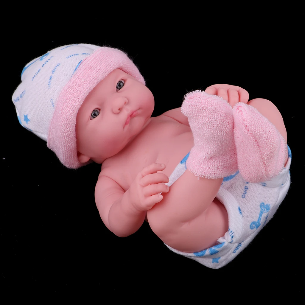 25cm Soft Silicone Simulation Newborn Baby Doll in Pink Clothes Kids Gift