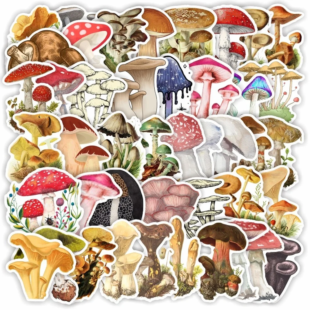 50PCS Cartoon Mushroom Plant Graffiti Stickers Cute Travel Skateboard Suitcase Guitar Luggage Laptop Funny Sticker Decals