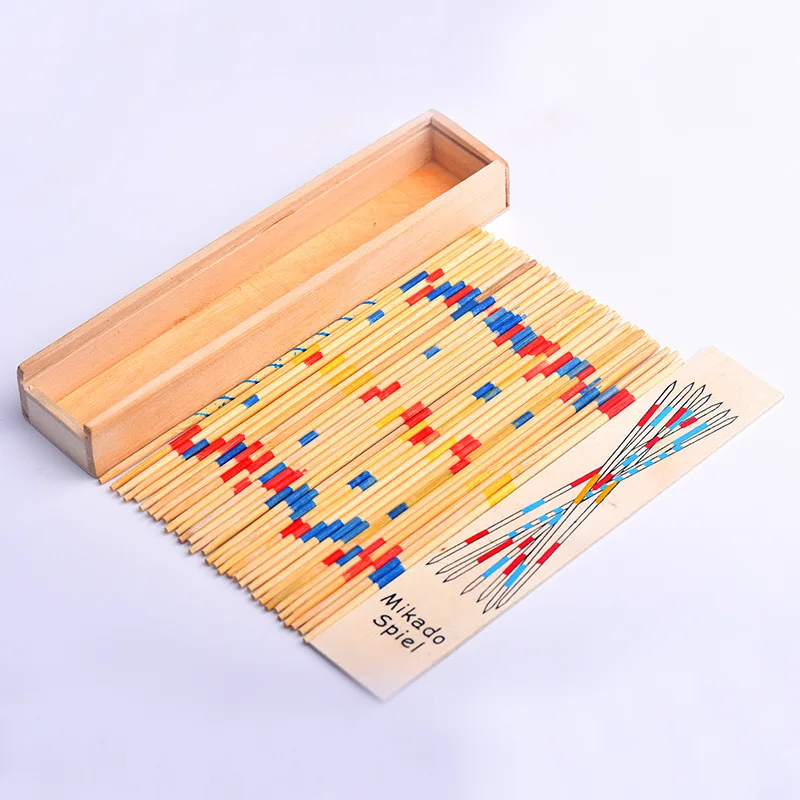 Hot Baby Educational Wooden Traditional Mikado Spiel Pick Up Sticks With Box Kids Funny Learning Game Toys Gift New Sale