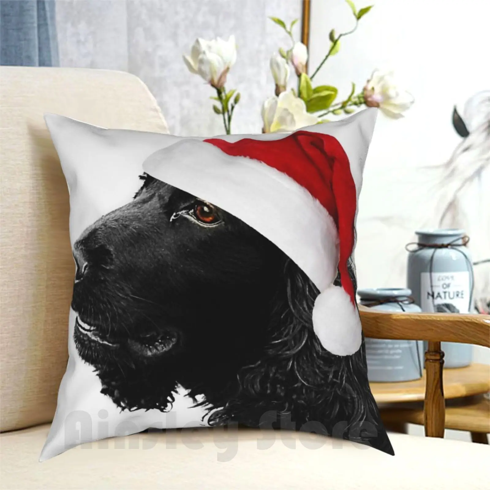 Merry Christmas Cocker Pillow Case Printed Home Soft Throw Pillow Jarvis Dog Dogs Pet Pets Animal Animals Spaniel