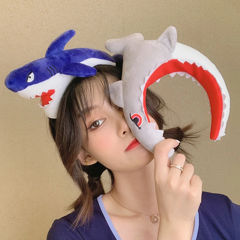 Cute Cartoon Dinosaur Shark Tiger Oversize Gray Green Yellow Pink Hair Hoop Headbands Cloth Headwear For Women Hair Accessories