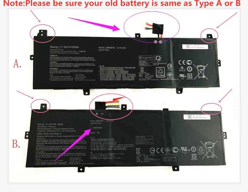 SupStone C31N1620 Laptop Battery For Asus Zenbook UX430UA UX430UN UX430UQ-GV015T,UX430UA-GV356T P5440FA P5240UA C31POJ1 U4100U