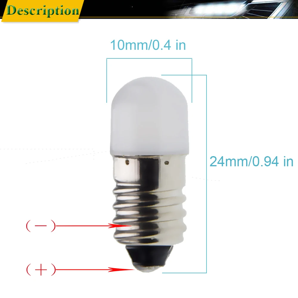 Pair E10 1447 Screw LED Bulb 3 Volt 6 Volt For Flashlight Replacement Bulb Torch Work Light Lamp 100Lumen Warm White 3V 6V DC