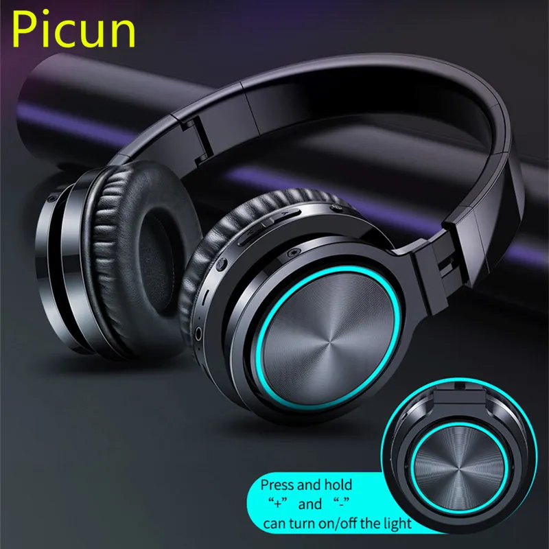 Picun Wireless Headphones Strong Bass Bluetooth Headset Noise Cancelling Bluetooth Earphones Low Delay Earbuds for Gaming Phone