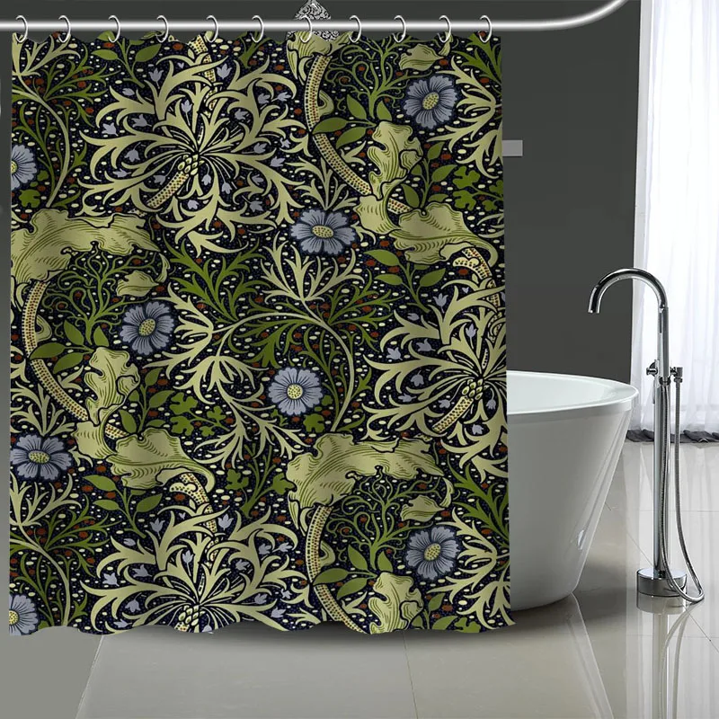 William Morris Art Custom Pattern Polyester Bath Curtain Waterproof Shower Curtains DIY Bath Screen Printed Curtain For Bathroom