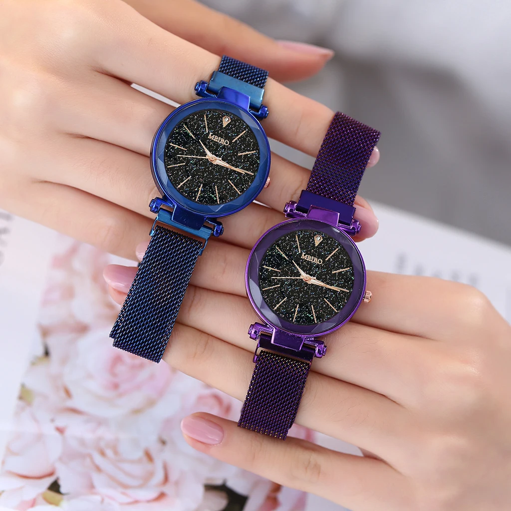 

Fashion Women Watches Starry Sky Watches Women Magnet Mesh Band Quartz Wristwatches Ladies Watches Relogio Feminino montre homme