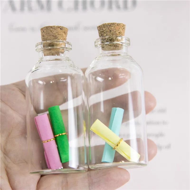 24PC Mini Transparent Glass Cork Bottles Crafts Vials Clear Glass Empty Wishing Bottles 4ml 10ml 100ml Jars Containers Diy Vials