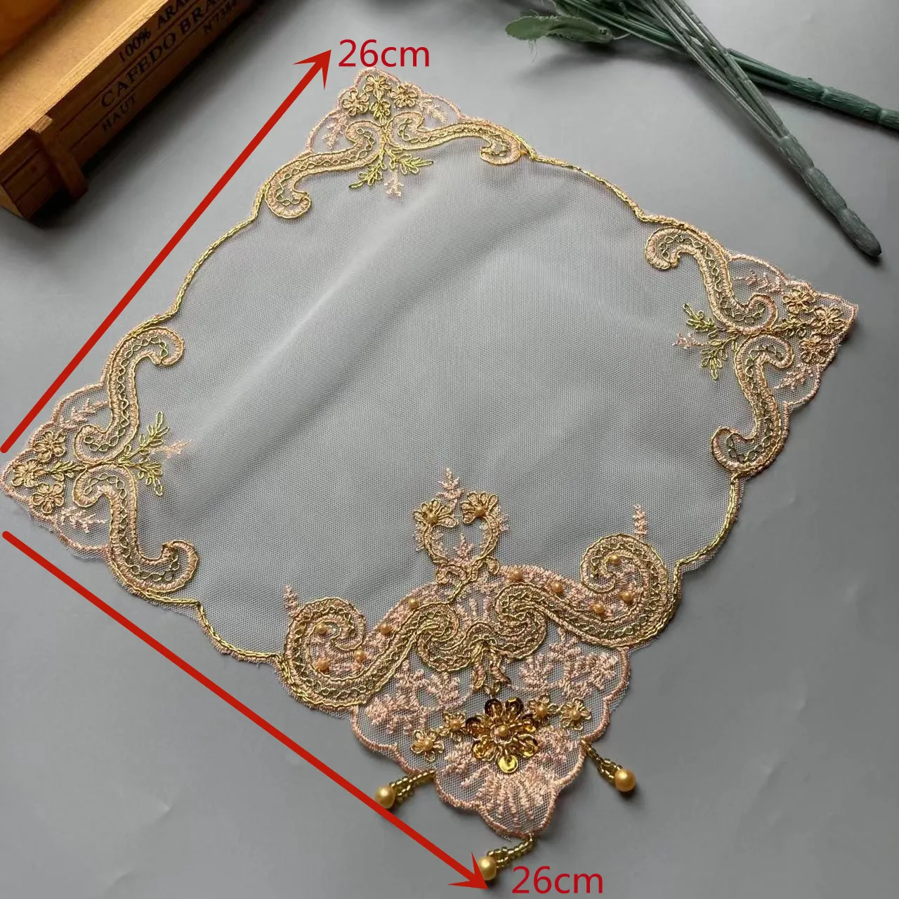 2 pezzi oro ricamato fiore maglia pizzo nastro Applique trim per coperture tenda tessuti per la casa striscia per cucire tessuto tovaglietta nuovo