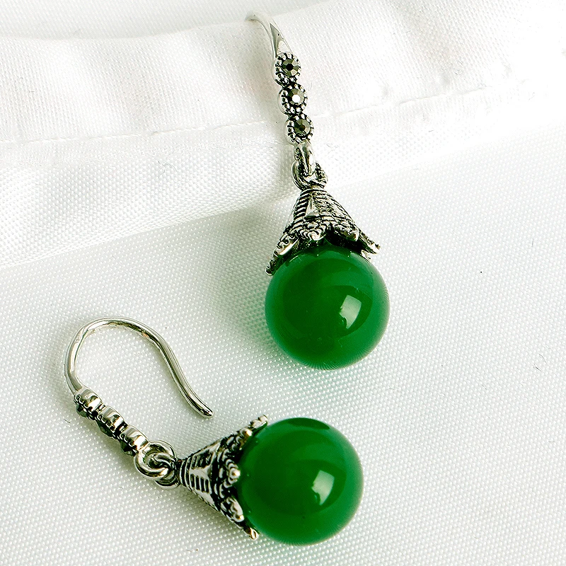 HuiSept Vintage Earrings 925 Silver Jewelry with Emerald Gemstone Drop Earrings for Women Wedding Promise Party Gift Wholesale