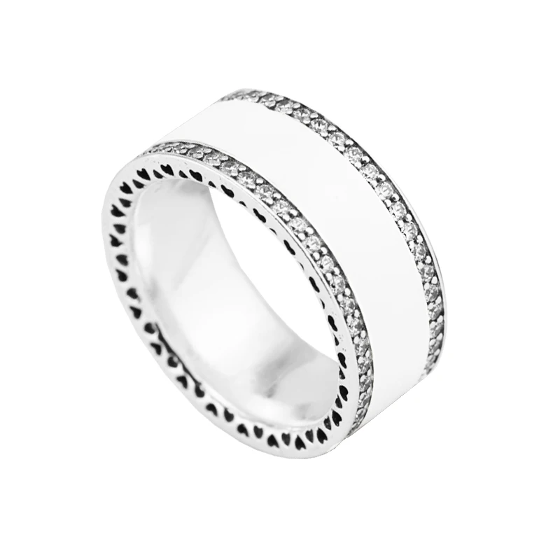Hearts pink Enamel & Clear CZ Ring Silver Woman Rings For Jewelry Making 925 Original Silver Jewelry Make Up Woman Gift Ring