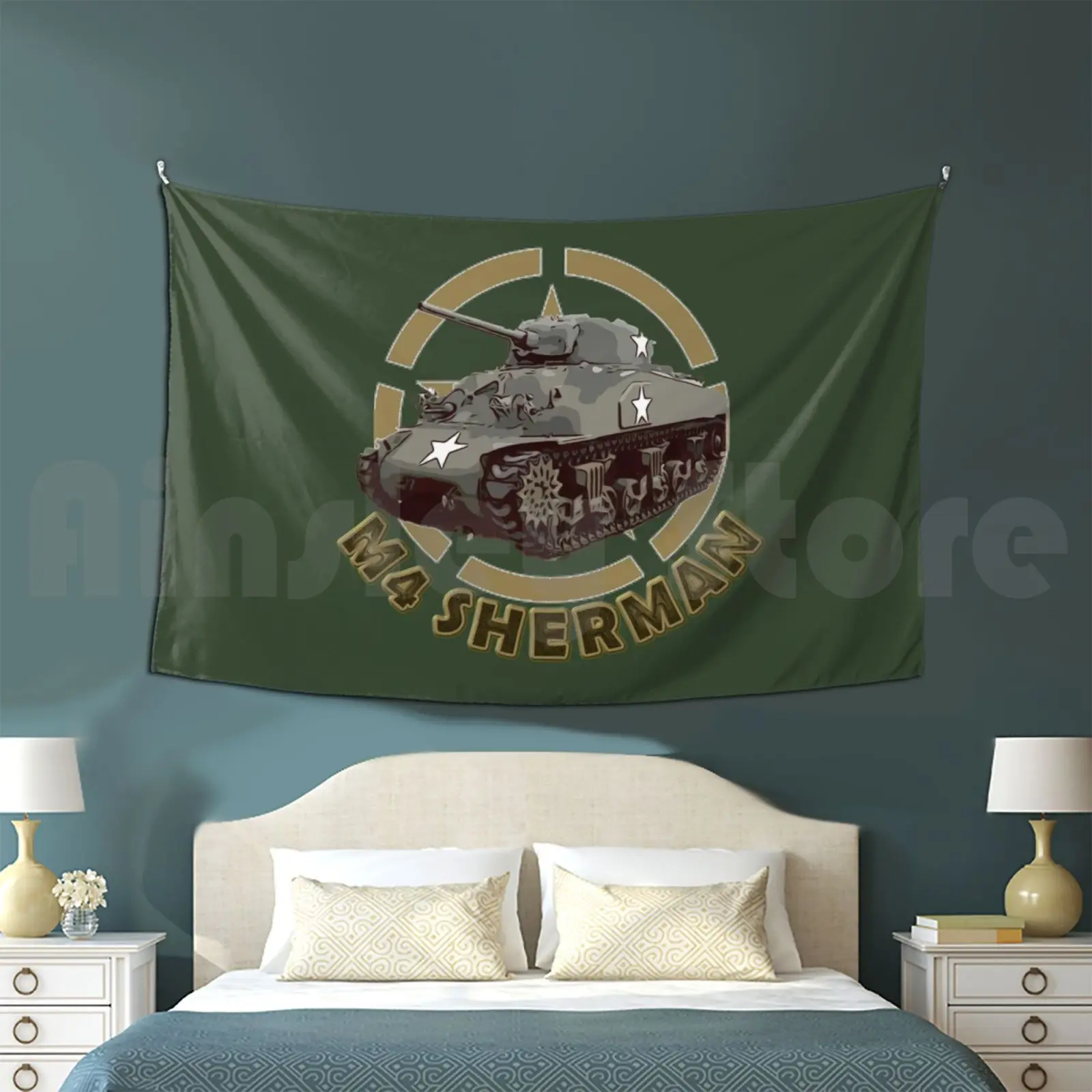 M4 Sherman Ww2 American Medium Tank Customized Tapestry M4 Sherman Medium Tank Fighting Vehicle World