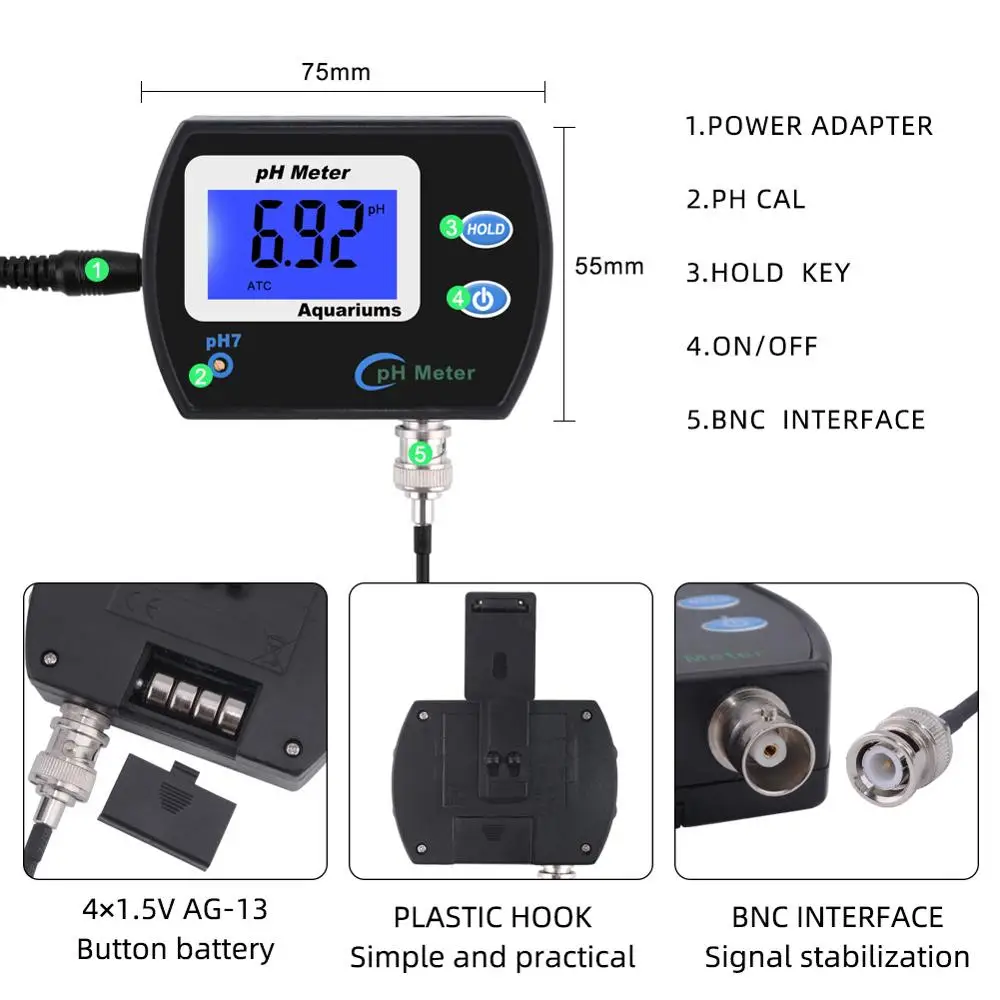 Yieryi Portabel PH Meter Tester Akurat Digital Pena PH-990 Saku Akuarium Anggur Urin LCD Tes PH dengan Layar Besar