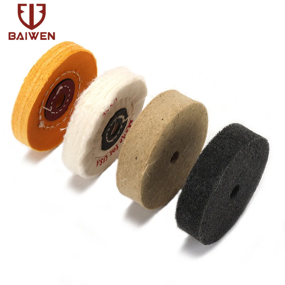 3นิ้วล้อ Polishing Pad แผ่นเซรามิคและขนสัตว์และเส้นใย Bench Grinder ล้อชุดสำหรับโลหะเครื่องมือโรตารี่