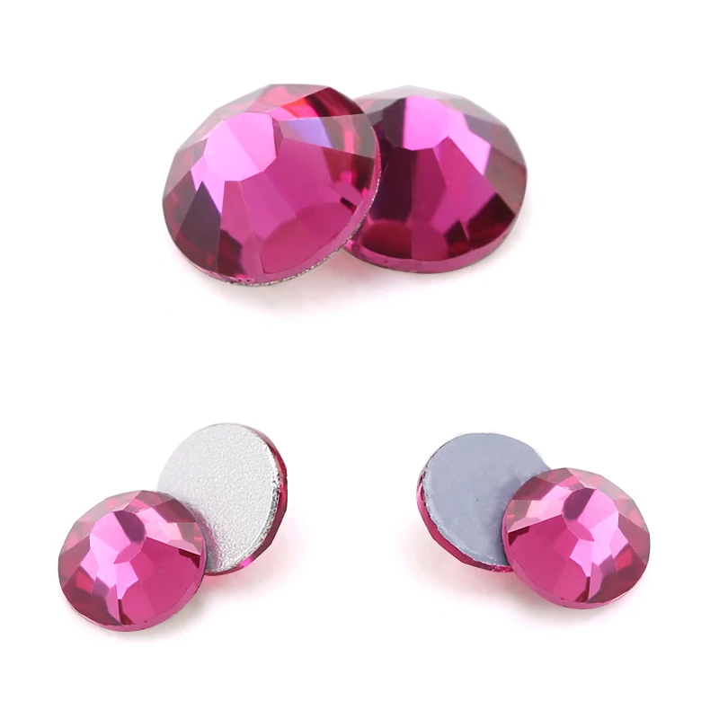 QIAO Strass fucsia Hotfix cristallo ferro su Strass Glitter Flatback gemme per unghie Strass fai da te abbigliamento decorazione mestiere