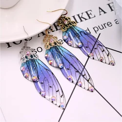 Colorful Fairy Butterfly Wing Earrings Slayer Demo Kimetsu no Yaiba Kochou Shinobu Insect Earrings Clips Women Girl Jewelry