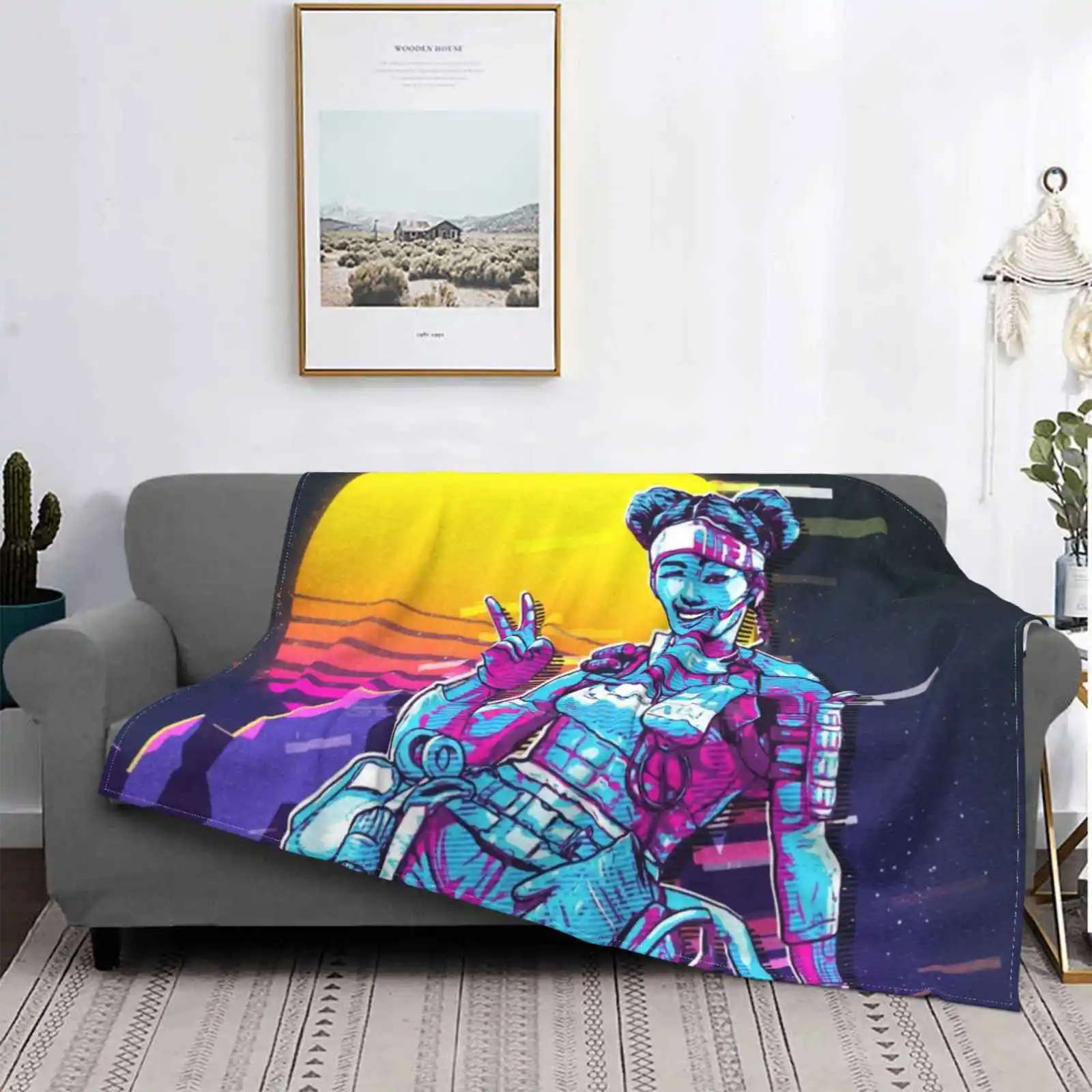 Apex Legends Lifeline 80s Retro Hot Sale Printing High Qiality Flannel Blanket Miami Synthwave Eighties Outrun