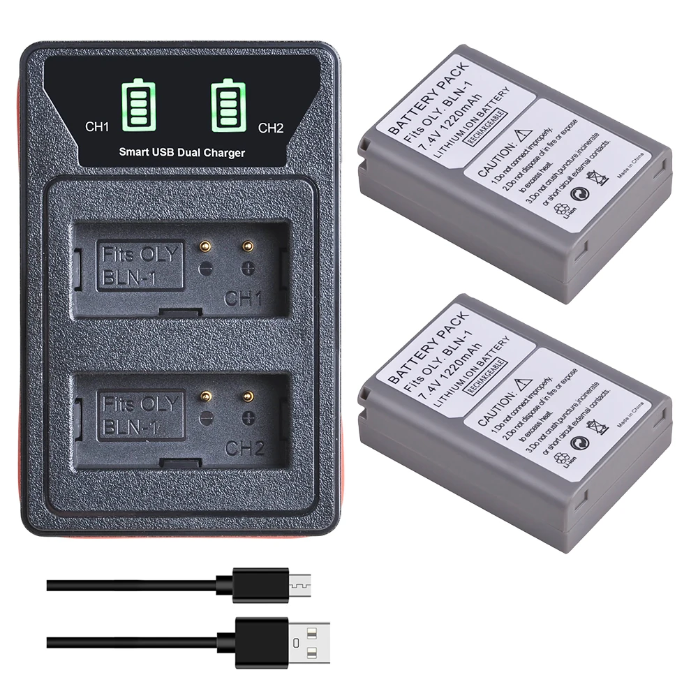 BLN-1 PS BLN1 PS-BLN1 Battery + LED Built-in USB Dual Charger for Olympus OM-D E-M1 E-M5 Mark II PEN-F E-P5 EM1 EM5 PENF EP5