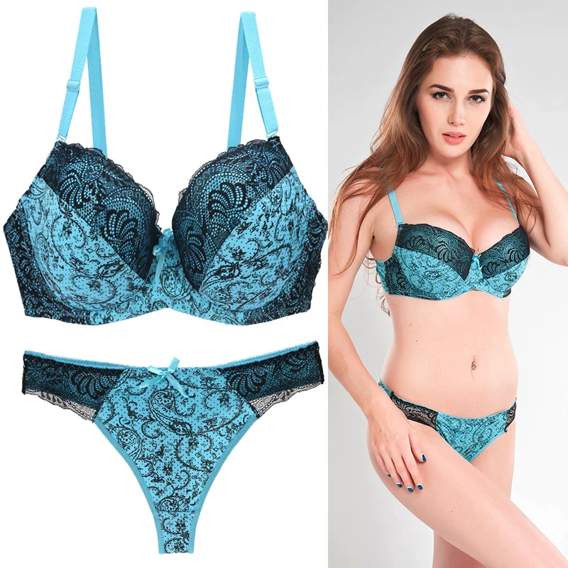 Set di reggiseni Push Up in pizzo Sexy intimo donna ricamo floreale Lingerie di grandi dimensioni nero bianco viola rosso blu Beige