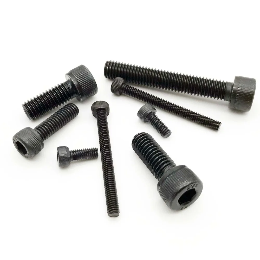 HZYUEGOU M2 M2.5 M3 M4 M5 M6 M8 Schwarze Schrauben aus legiertem Stahl der Güteklasse 12.9, DIN912, mit Vollgewinde, Sechskant-Innensechskant-Schrauben – Detail 2