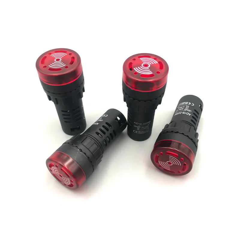 3 Pcs/Lot AD16-22SM 22mm AC/DC 12V , 24V , 110V , AC220V Siren Buzzer Red LED Active Beep Alarm Indicator Light Pilot Lamp