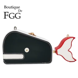 Boutique De FGG Crab\Cat\Duck\Dog\Elephant\Whale Women Casual Messenger Bags Ladies Small Crossbody Bag Chain Shoulder Handbag