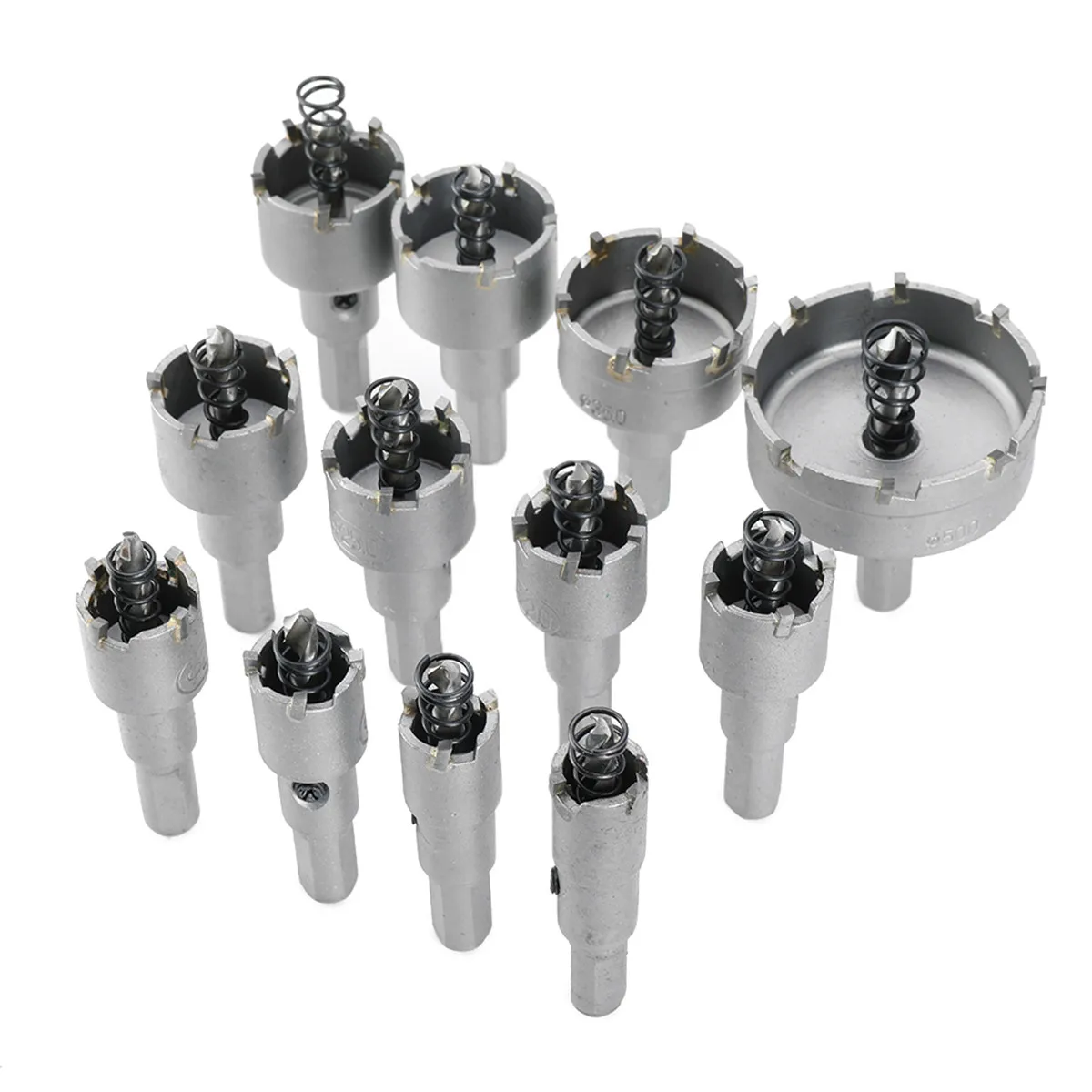 Drillpro 12 шт. 15 мм-50 мм резак для резки металлического отверстия набор сверл из сплава для резки дерева пластиковых материалов металла