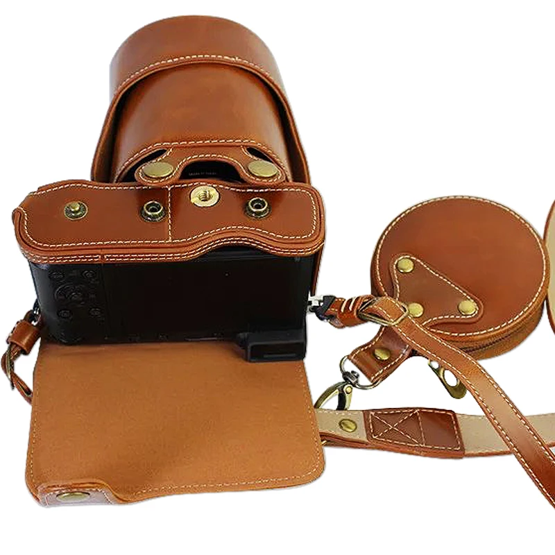 Full body Precise Fit PU leather digital camera case bag cover for Panasonic Lumic DMC-GX80 GX85 with H-FS 14 140 lens