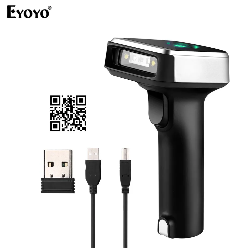 Eyoyo-escáner de código de barras 1D, lector de código de barras inalámbrico, bluetooth, PDF417, QR, 2D, matriz de datos, UPC, lector de código de barra, lectura 1D