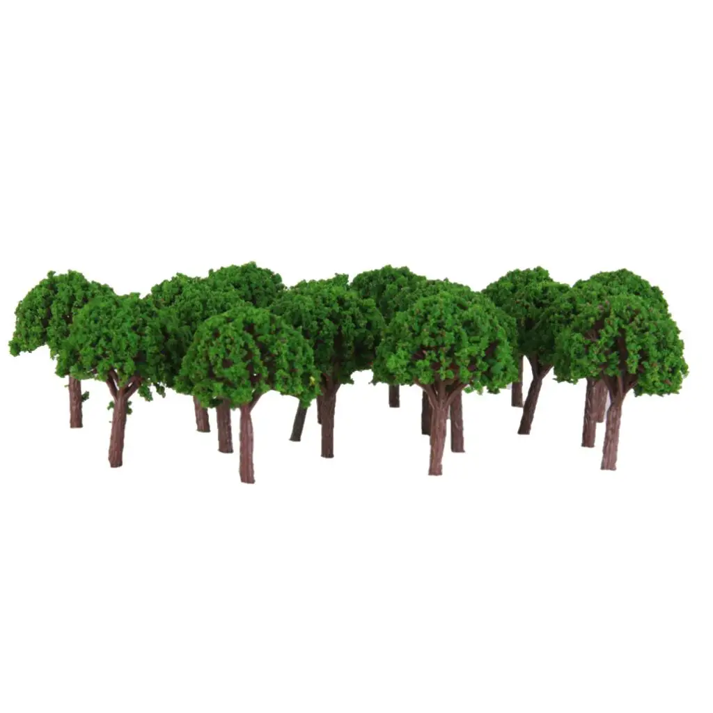 50 Light Green Trees Fit Z T Scale Model Train Road Park Diorama Scene 1:500