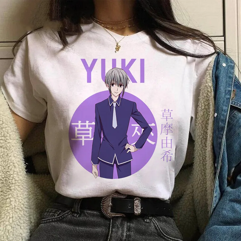 Summer New Funny Anime Fruits Basket print ladies T-shirt ladie casual basis O-collar white shirt short sleeve T-shirt,Drop Ship