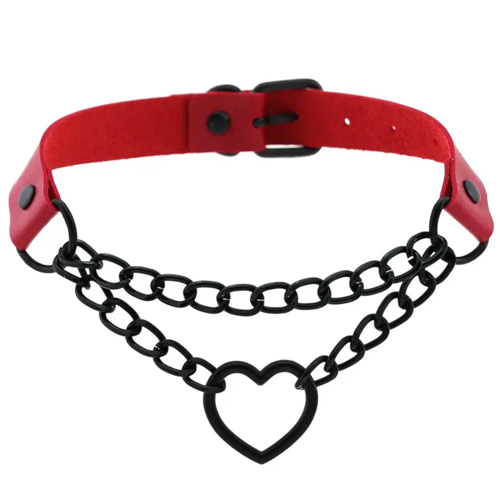 Vintage Heart Necklace Choker With Chain Goth Collar For Girls Grunge Punk Cute Kawaii Egirl Chocker Harajuku Accessories