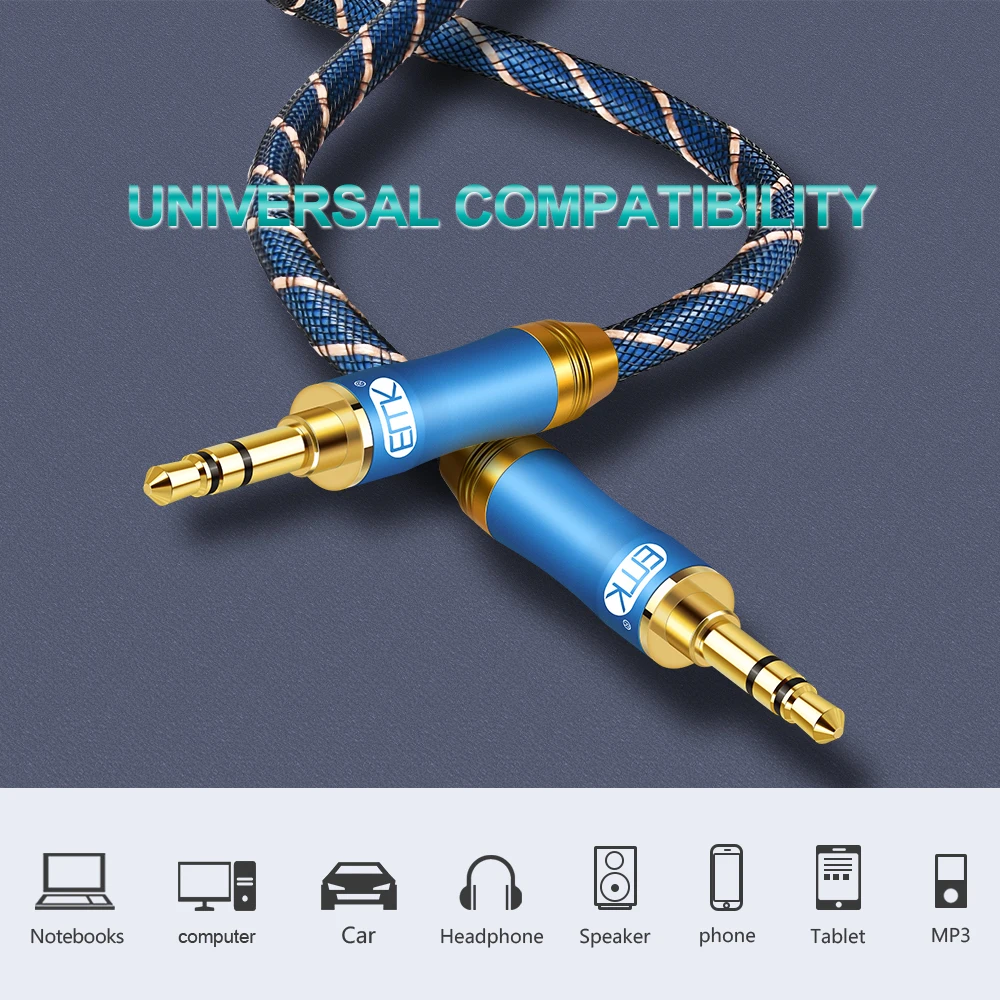 3.5mm to 3.5mm Audio Cable Male to Male Aux Cable 0.5m 1m 2m 3m 5m black grey jack 3.5mm cable For phone Car headphone MP4