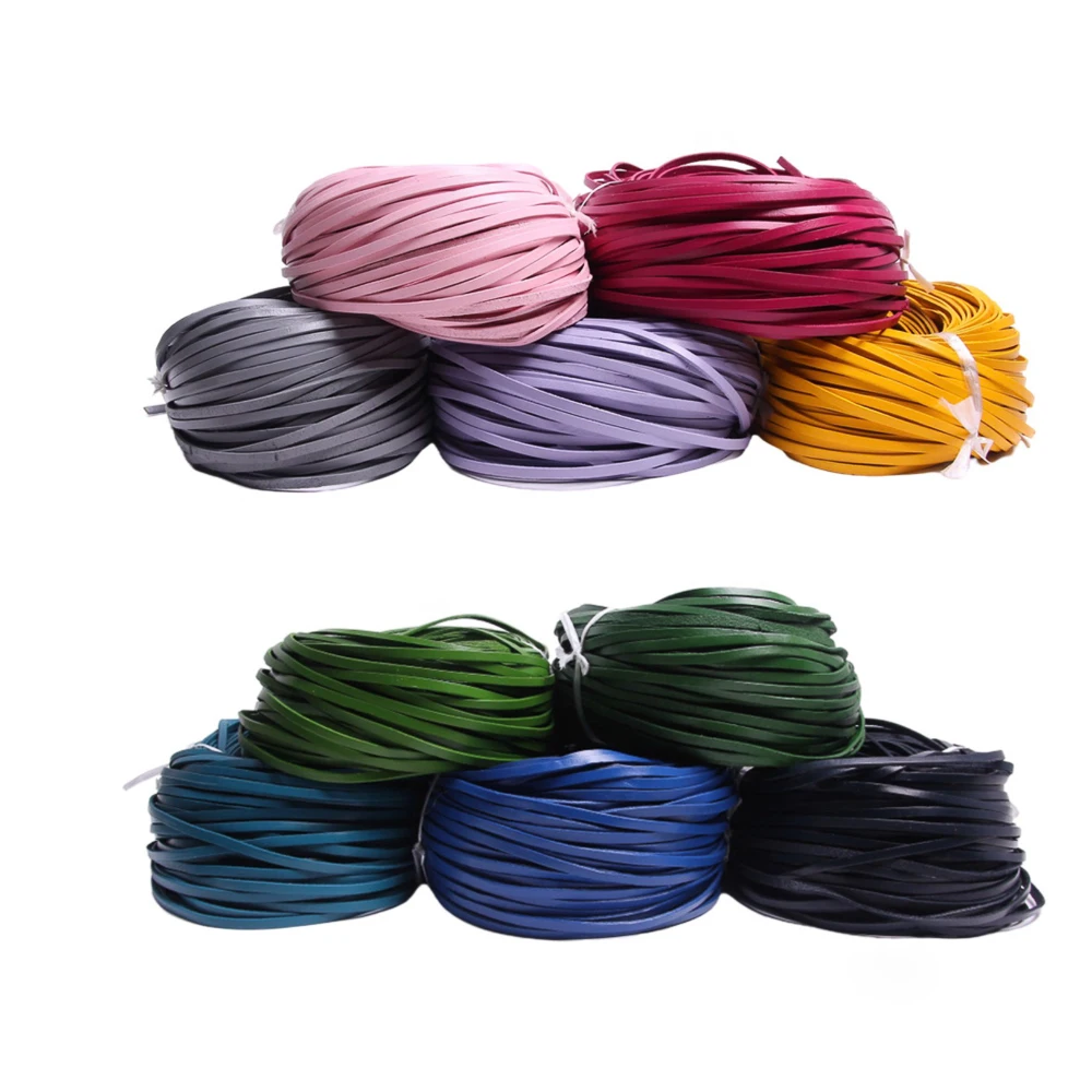 2 Meter Bunte 3-10mm Flache Echtleder-Schmuckschnur, DIY-Halsketten- und Armbandzubehör – Detail 2
