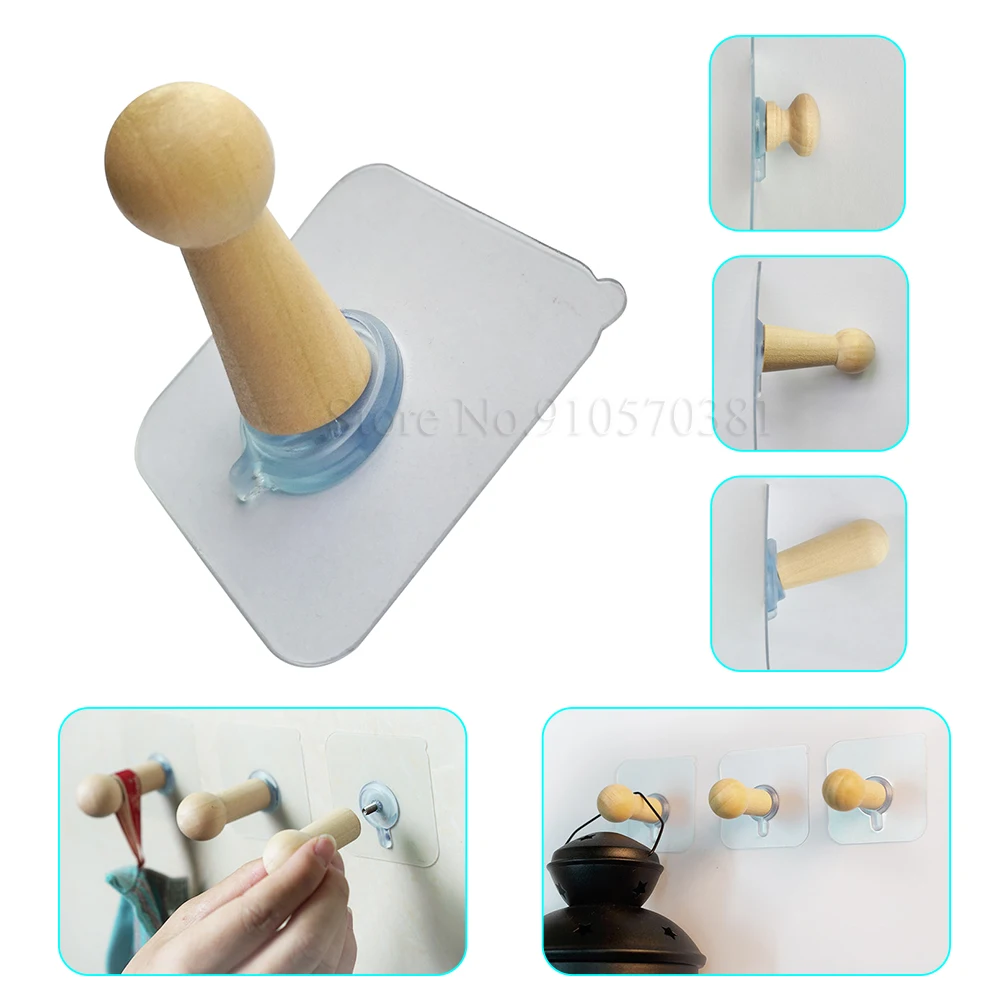 Self-adhesive Hooks for Wall, Hat Hangers, Wooden Hanging Baseball Caps, Coat Towel, No Drills