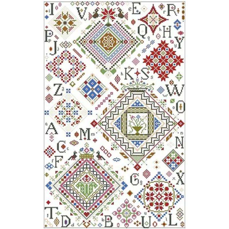 Quaker Geometric Alphabet Puzzle III Counted Cross Stitch 11CT 14CT 18CT DIY Chinese Cross Stitch Kit Embroidery Needlework Sets