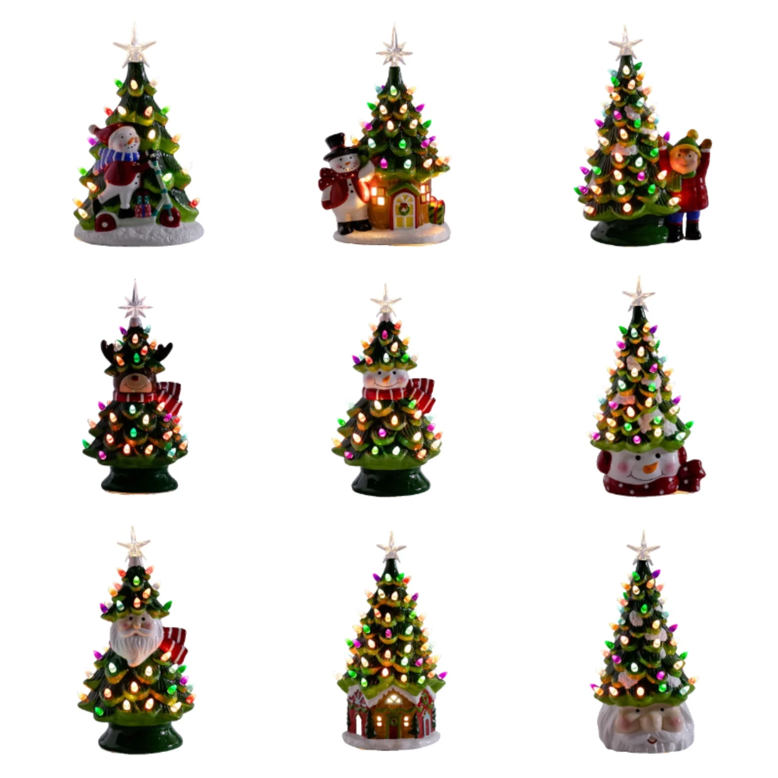 

Customized 2021 table decoration LED lighting gift snowman ceramic Christmas tree (minimum order of 1000 pieces)