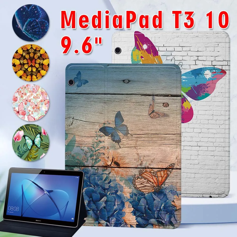 

For Huawei MediaPad T3 10 9.6 Inch PU Leather Tablet Stand Folio Cover for MediaPad T3 10 AGS-L09 W09 Case