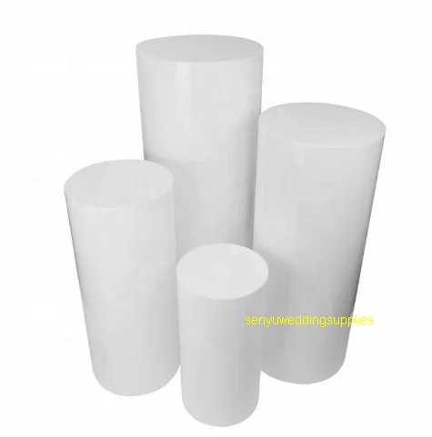 4pcs/set)Wholesale Large Acrylic Round Cylinder Plinth stand white acrylic  display plinth for Exhibitions Events Weddings