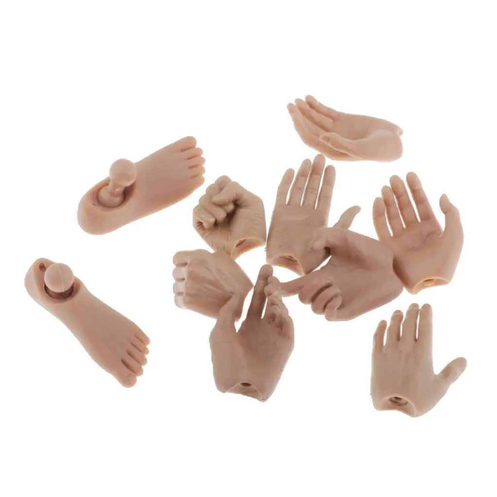 5 Pairs of Male Action Figures in 1/6 Scale Hand Foot Models Interchangeable