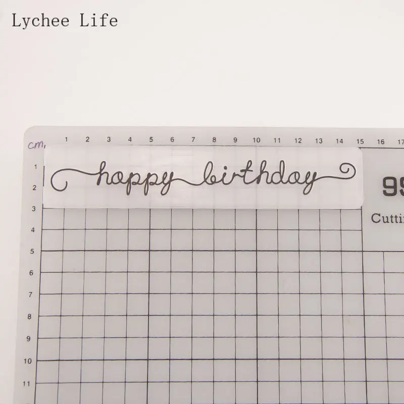 Lychee Life Happy Birthday Plastic Embossing Folder Stencils For Card Scrapbooking Photo Album Paper Making Handmade Craft