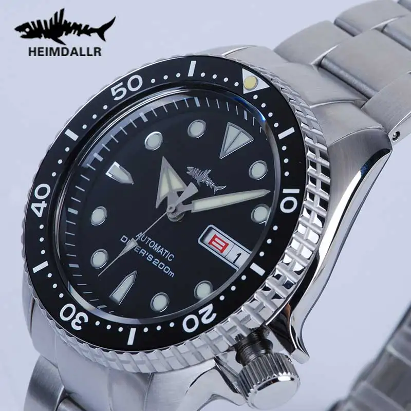 Heimdallr Sharkey SKX007 NH36A Mens Mechanical Watches Sapphire Crystal Automatic Watches C3 Luminous Stainless 200M Diver Watch