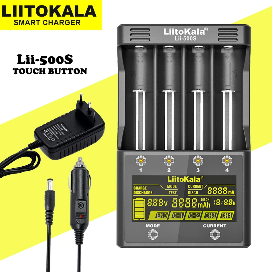 Liitokala Lii-500 Lii-500S Lii-S8 Lii-600 LCD 3.7V 18650 18350 18500 21700  14500 26650 AA NiMH Lithium-Battery Charger